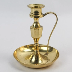 Vintage Brass Candlestick with Handle and Drip Dish 5.5" Made in India