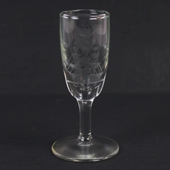 Unmarked Etched Ship Sailboat Clear Cordial Glass 4"