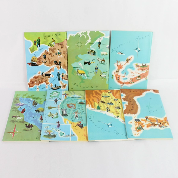 Set of 7 Around The World Program American Geographical Society Books Orig Box