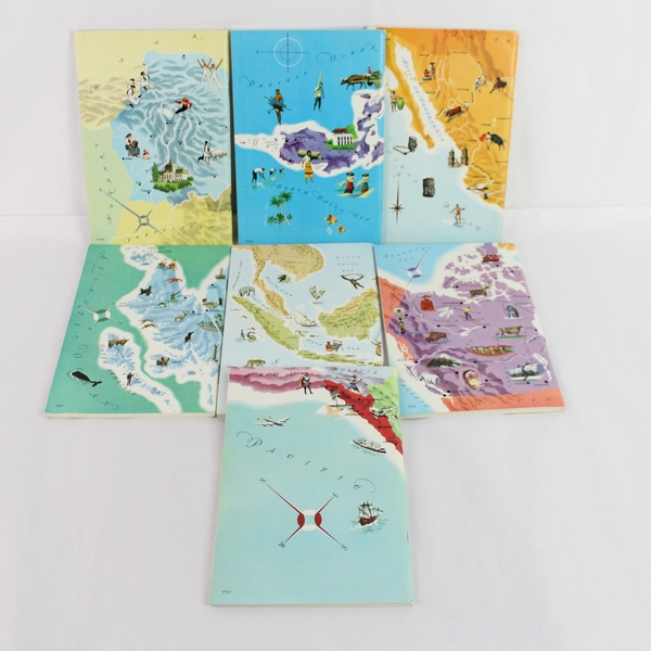 Set Of 7 Books Around The World Program American Geographical Society Orig Box