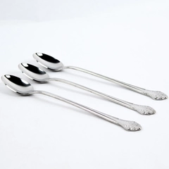 Lot of 3 Reed & Barton Elegante Select Stainless Steel Iced Tea Spoons 7-3/4"