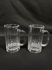 Lot of 2 Libbey Heidelberg Heavy Glass Beer Mugs with Handles Pre-owned