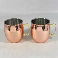 Lot of 2 Copper Moscow Mule Mugs With Brass Handles