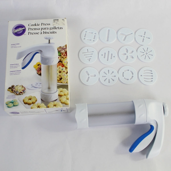 Wilton Cookie Press with 12 Disks Easy Squeeze Handle Baking Gadget