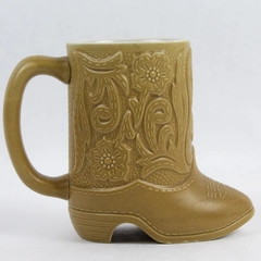 Ceramarte Ceramic Tan Cowboy Boot Mug 4-3/4" Made in Brazil