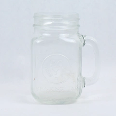 Libbey 16 oz. Glass County Fair Drinking Mason Jar With Handle Cold Drinks Only