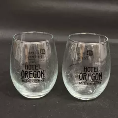 2 McMenamins Hotel Oregon First Federal Bank Crystal Wine Glasses 4.25 Inch