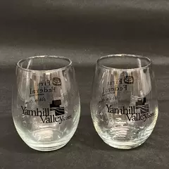 2 Yamhill Valley First Federal Bank Crystal Wine Glasses 4.25 Inch