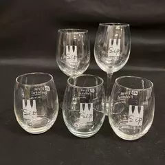5 Assorted Wine Glasses Advertising The McMinnville Sip Wine And Food Classic