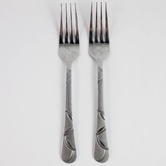 Lot of 2 Cambridge Stainless Steel Dinner Forks With Abstract Pattern Design