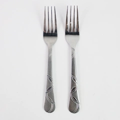 Lot of 2 Cambridge Stainless Steel Salad Forks With Abstract Pattern Design