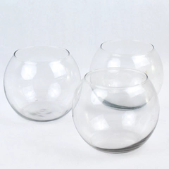 Lot of 3 Clear Glass Bowl Vases 6" Diameter