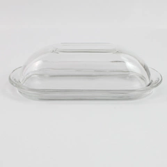 Vintage Oval Domed Lid Clear Glass Stick Butter Dish 