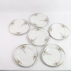 Lot of 6 Vtg Hutschenreuther Salad Plates White With Pink Flowers Bavaria 8 Inch