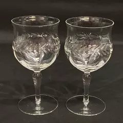 Set of 2 Vintage Bryce Laurel Crystal Water Goblets - 6.5" Tall