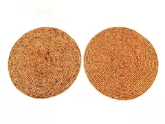 Max Studio Beaded Charger Mats Pair 14.25" Diameter Pre-Owned