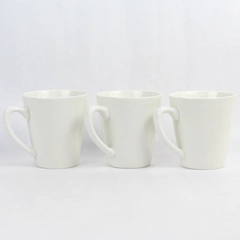 Set of 3 Thompson Pottery White Ceramic Coffee Mugs
