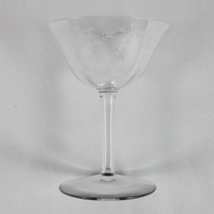 Clear Etched Stemmed Cocktail Glass Kitchen Drinkware and Barware