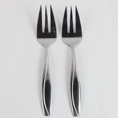 Lot of 2 Oneida Groove Stainless Steel Serving Forks Kitchen Utensils