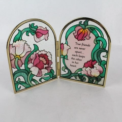 Joan Baker Designs Frosted Stain Glass Double Pane Pink Peony True Friends 1998 