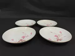 Set of 4 Sone China Cashmir Rose 2197 Coupe Soup Bowls White Pink Roses
