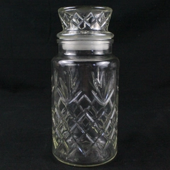 Vintage 1980s Clear Planters Peanuts Jar And Lid Food Diamond Cut Design