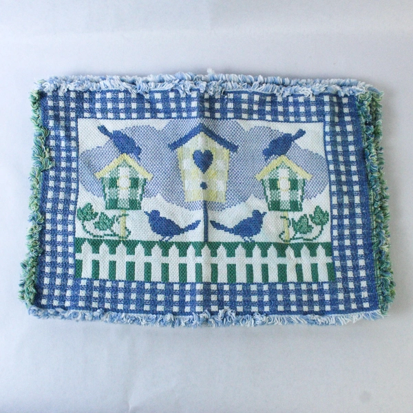 Lot of 3 Reversible Multicolor Woven Fabric Placemats With Tassels 17 In x 12 In