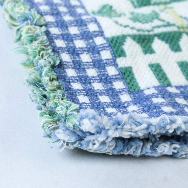 Lot of 3 Reversible Multicolor Woven Fabric Placemats With Tassels 17 In x 12 In