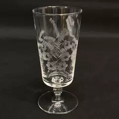 Etched Crystal Floral Footed Highball Glass 6.75 Inch