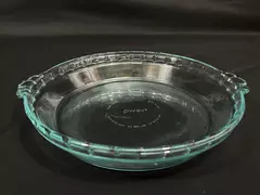 Vintage Pyrex 9.5" Round Pie Dish #229 Blue Tint Glass Bakeware Pre-owned