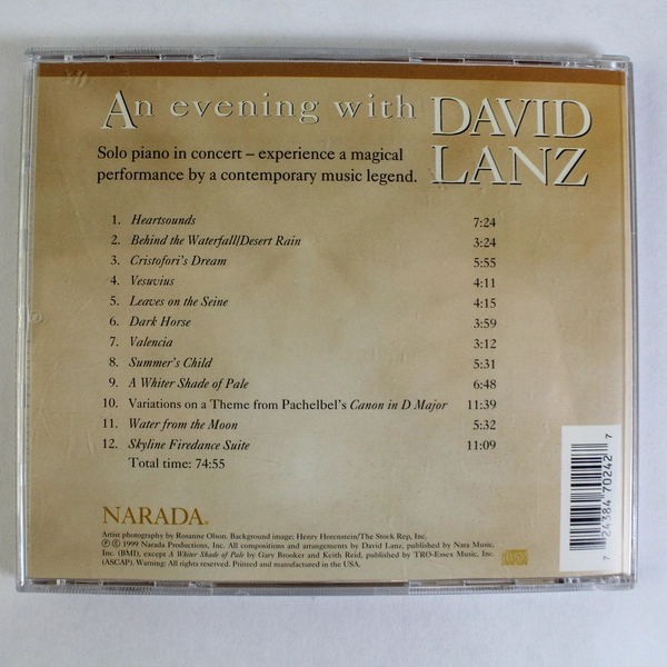 David Lanz An Evening With David Lanz CD 1999 Narada New Age Music