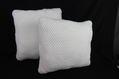 Lot of 2 White Sherpa Fleece Accent Throw Pillows 18.5" Square Modern Chic