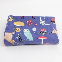 Handmade Woodland Animal Pattern Blue Corduroy Tablecloth 40" x 54"