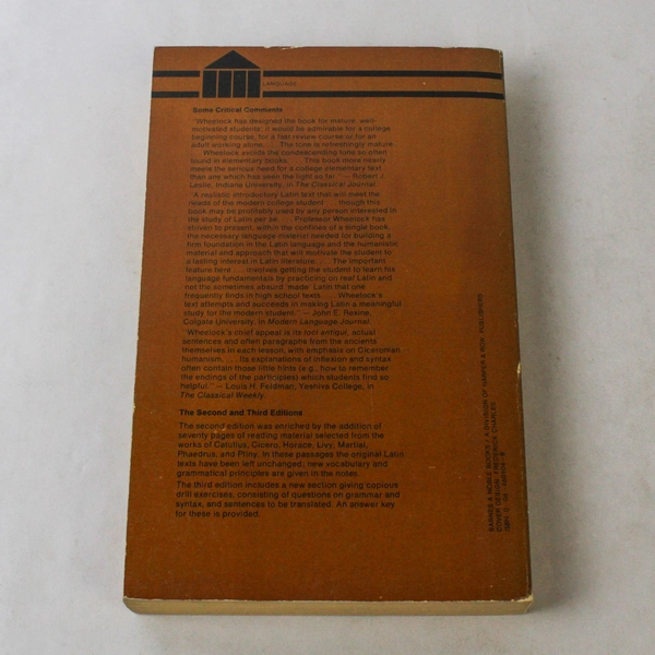 Latin Introductory Course Based On Ancient Authors Frederic Wheelock 1963 PB