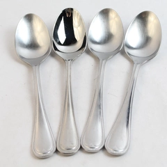 Lot of 4 Reed & Barton Elegant Bead Dinner Spoons Stainless Steel Flatware
