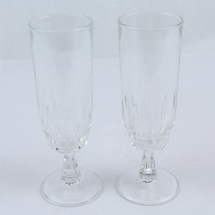 Set of 2 Vintage Arcoroc France Champagne Flute Unique Glass Cut and Stems