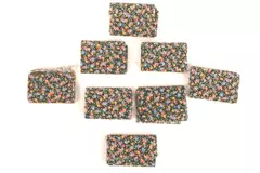Lot of 8 Black Floral Tiny Flower Fabric Strips 2.75" Wide Retro Cotton