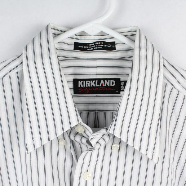 Kirkland Signature Men's Striped Collared Long Sleeve Button Up Size 16.5-35 