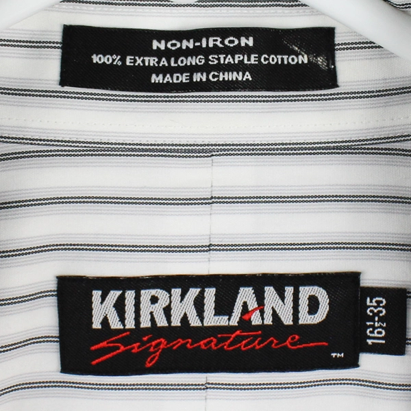 Kirkland Signature Men's Striped Collared Long Sleeve Button Up Size 16.5-35 