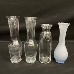 Lot of 4 Vtg Mismatched Glass Flower Bud Vases