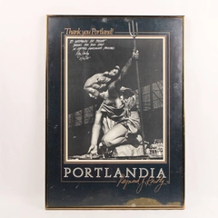Framed Poster of Portlandia Statue Signed Raymond Kaskey Northern Air Freight 