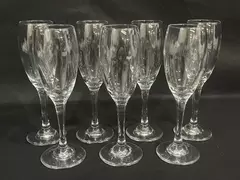 Lot of 7 Libbey Glass Crystal Champagne Flutes 7.5" Tall Good Condition