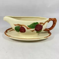 Franciscan Earthenware Red Apple Pattern Gravy Boat With Attached Underplate