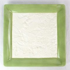 Hallmark Acorn & Leaf Decorative Ceramic Square Plate Candle Holder 11 Inches 