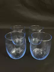 Lot of 4 Pre-Owned Blue Tinted Juice Glasses