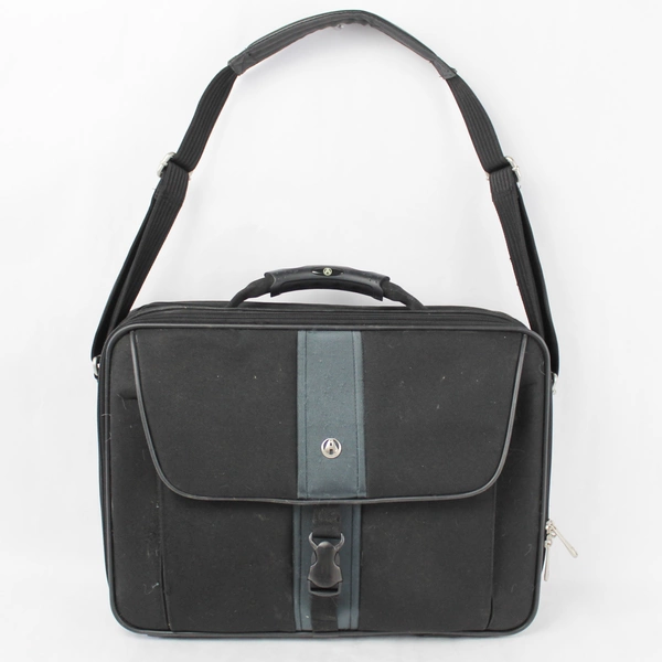 Avenues Black Canvas Briefcase With Various Storage Compartments