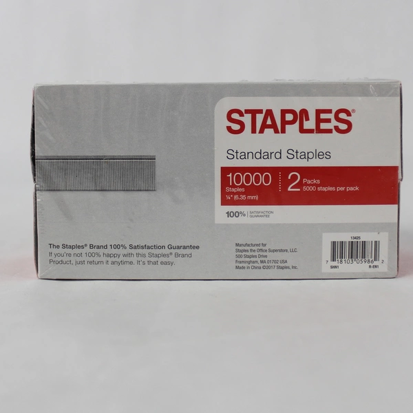 Standard Staples 5000 Staples Per Box With Total of 10000 Stapler 1/4 in Leg