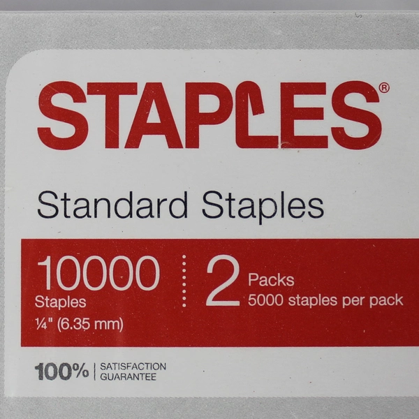 Standard Staples 5000 Staples Per Box With Total of 10000 Stapler 1/4 in Leg