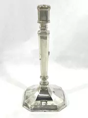Highland Exports Silver Plate Pillar Candle Holder 12" Tall Pre-Owned