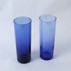 Lot of 2 Unbranded Glass Flower Vases Cobalt Blue 6.5" Tall 2.25" Diameter 